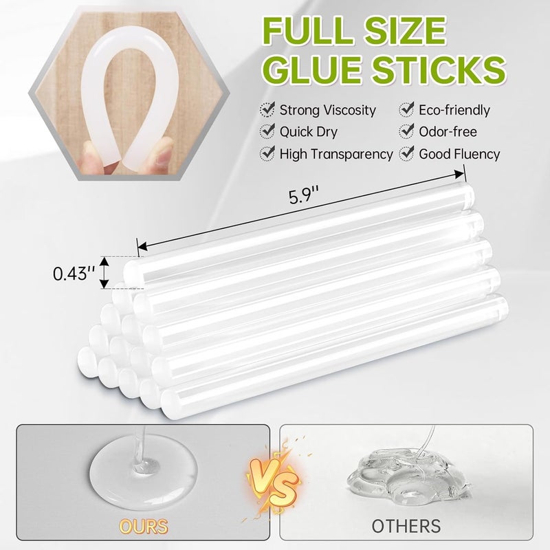 ThinkLearn 60/100W Dual Power Hot Glue Gun Kit with 15 Glue Sticks (7/16"), Heavy Duty Large Glue Gun for Crafts, DIY, Home Repairs - Gray - Image 4